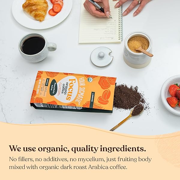 FOUR SIGMATIC FOCUS MUSHROOM COFFEE | ORGANIC GROUND COFFEE WITH LION’S MANE MUSHROOM AND CHAGA FOR BETTER FOCUS AND IMMUNE SUPPORT | 12OZ BAG