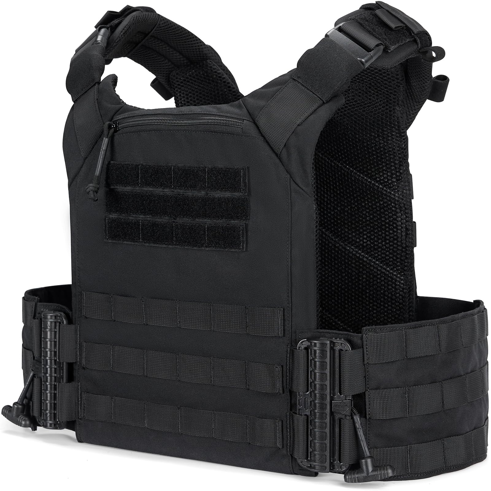 OneTigris Airsoft Tactical Vest - Molle Quick-release Plate Carrier, Lightweight Military Vest 500D Nylon for Airsoft Games, Black