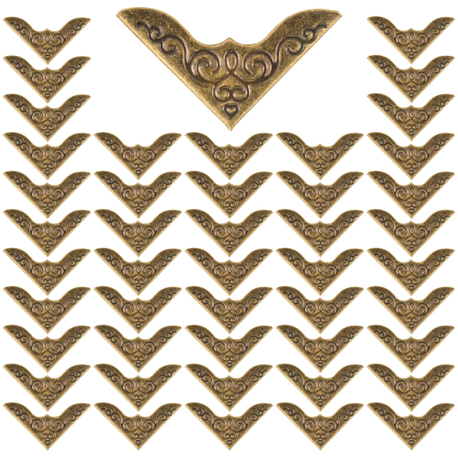 Photo 1 of 100PCS Metal Book Corner Protectors, Vintage Bronze Book Corner Covers Iron Paperback Books Protector for Scrapbooking, Triangle Decorative, Diary Cover, Menus Folder, Album