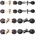 8 Sets PU Leather Sew-on Toggles Closures Vintage Sew-on Toggles with Resin Horn Buttons Sewing Accessories for Knitwear, Windbreaker, Padded Jacket, Down Jacket, Woolen Coat, Black and Brown