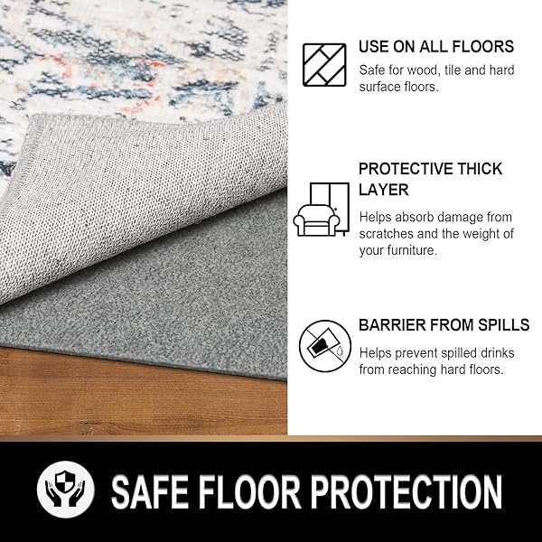 TREETONE RUG PAD – 4′ X 6′ – 1/8″ THICK – DUAL SURFACE FELT + RUBBER GRIPPER – LUXURIOUS CUSHIONED RUG PAD – SAFE FOR ALL FLOORS AND FINISHES INCLUDING HARDWOODS