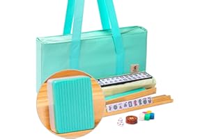 Yellow Mountain Imports American Mahjong Set, Seabreeze with Green Soft Case - 4 All-in-One Racks with Pushers, Wright Patter