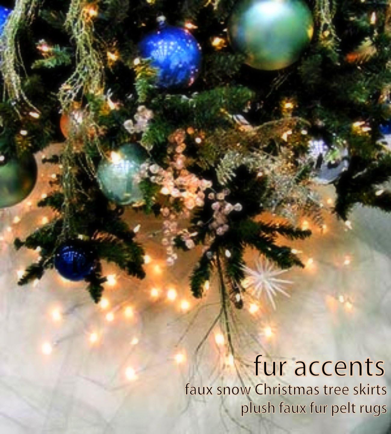 Amazon Com Fur Accents Christmas Holiday Tree Skirt Plush Shaggy Faux Fur Snow White 48 Diameter Home Kitchen