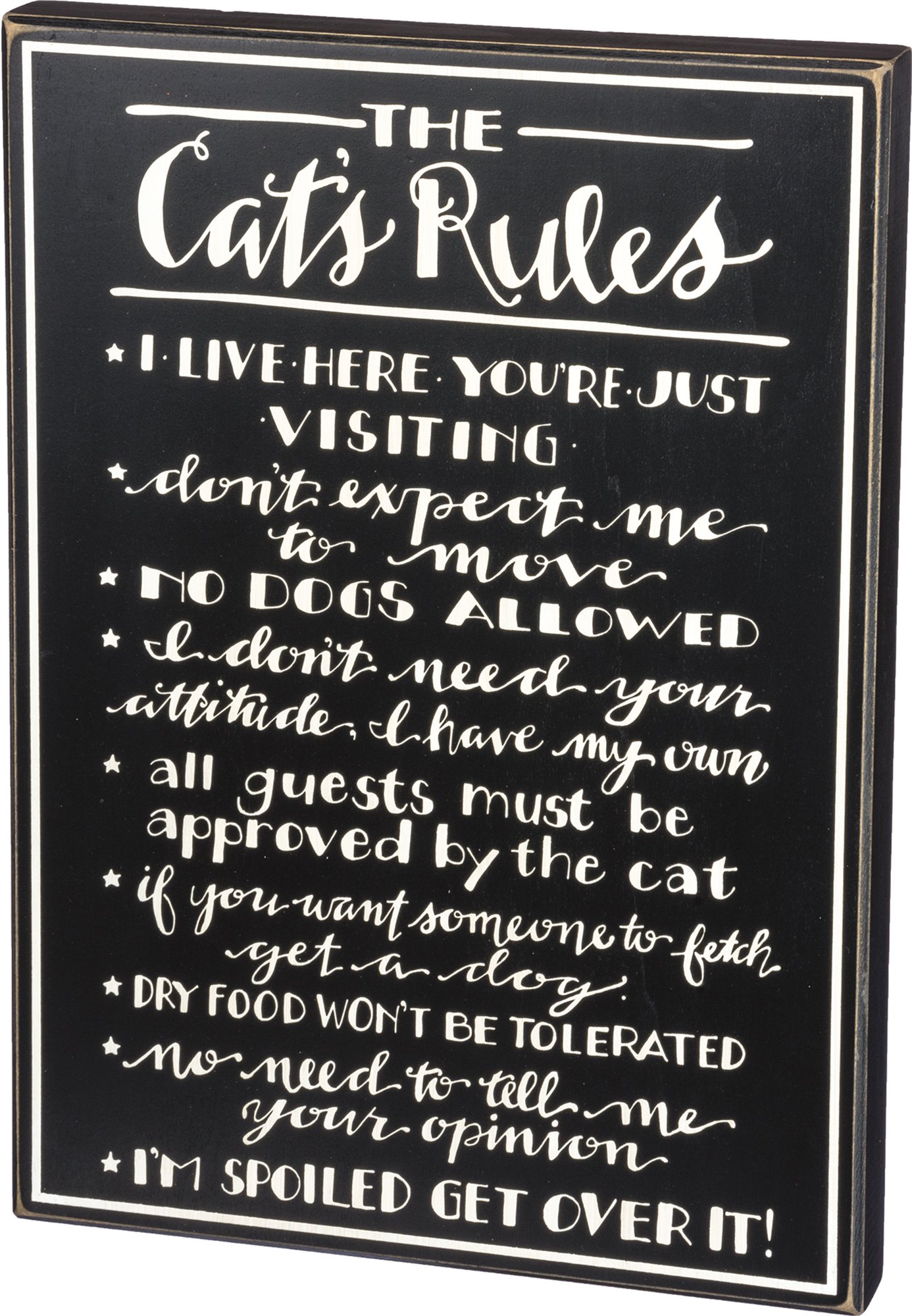 Primitives by Kathy Box Sign, Wood, Cats Rules, 13.5" x 19" โ image 1