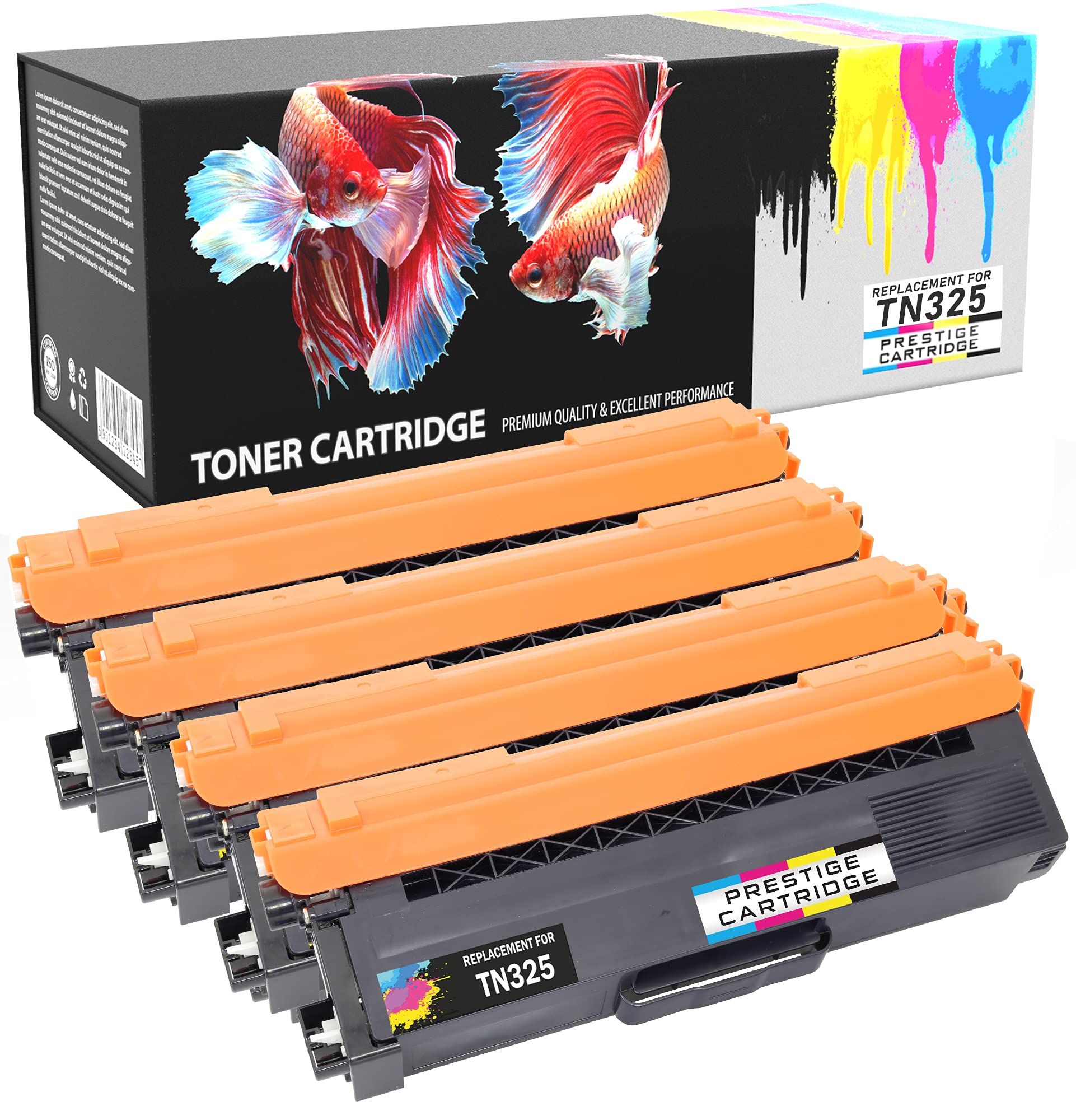 Prestige Cartridge TN-325 Set of 4 Laser Toner Cartridges Compatible with Brother DCP-9050CDN DCP-9055CDN DCP-9270CDN HL-4140CN HL-4150CDN HL-4570CDW HL-4570CDWT MFC-9460CDN MFC-9465CDN MFC-9970CDW