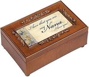 Cottage Garden Love That You are My Nana Woodgrain Embossed Jewelry Music Box Plays Wonderful World