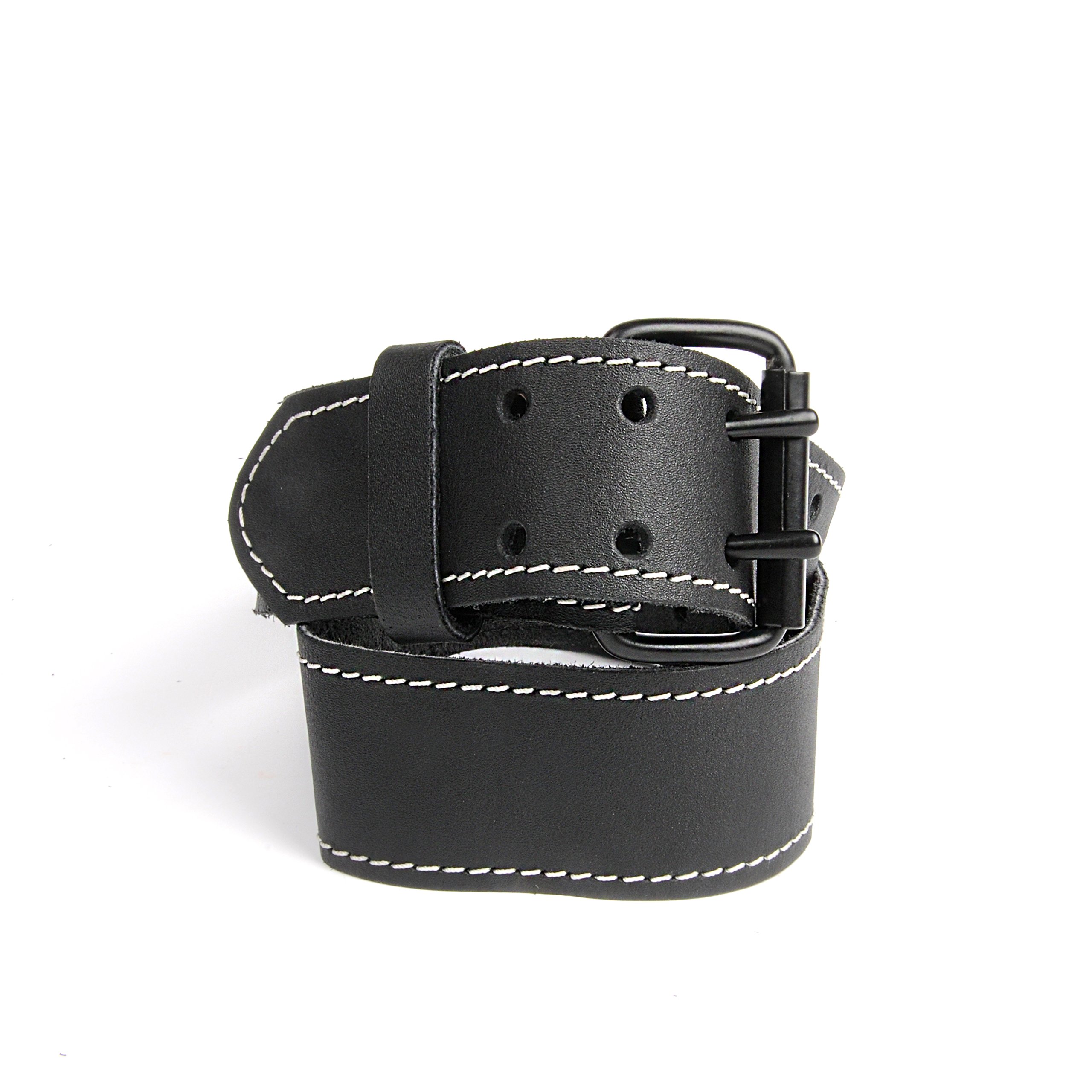 KWB LEATHER BELT, 115 cm, BLACK, DOUBLE-PRONG BUCKLE, FOR TOOL BAGS, JEANS, AND MORE