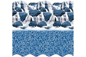 Smartline 15 ft Round Swimming Pool Liner | Waterfall | Overlap Style | 48-52 Inch Wall Height | 25 Gauge Heavy Duty Virgin Vinyl | Designed for Steel Sided Above Ground Pools