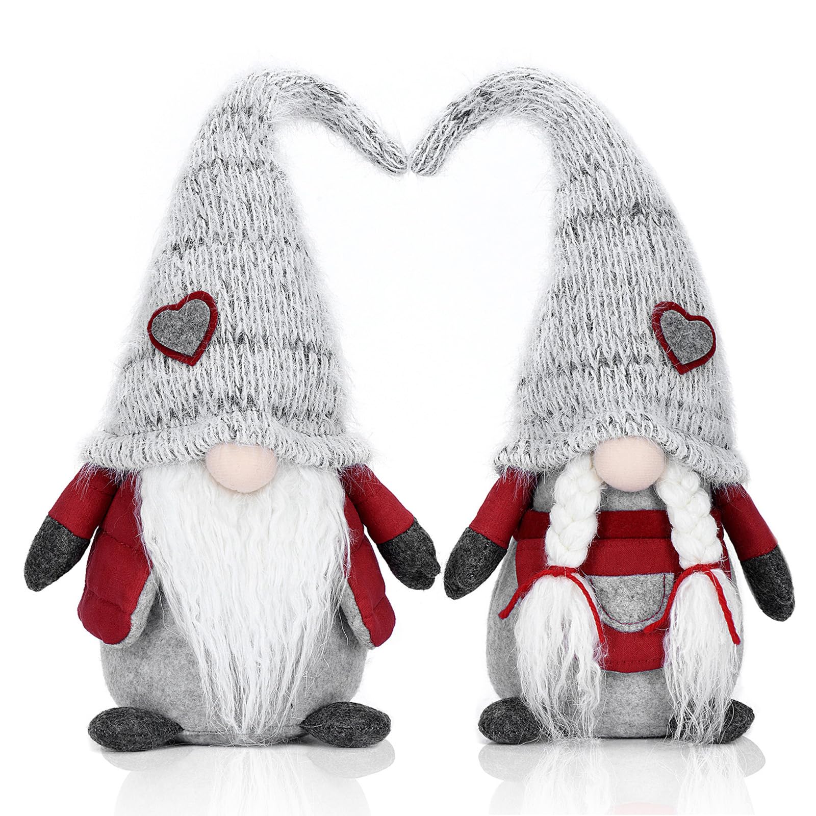 EKARSEN Handcraft Pair Gnomes Christmas Decorations - Cute Nordic Figurines Scandinavian Tomte Dwarf Home Decor - Sweet Gift for Christmas Newyear Easter Valentine's Day