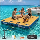 AWSUM Inflatable Floating Dock for Water Activities, 6FT/8FT/10FT Water Mat | With Non-Slip Surface, Load Capacity 450&ndash;900 lbs, Capacity for 3-8 People, Water Platform for Lake, Pool, Beach &amp; Ocean