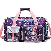 Kids Duffle Bag Girls Overnight Bag Travel Dance Bags for Kids Toddler Weekender Gymnastics Bags for Girls Ages 6-12 with Shoes Compartment