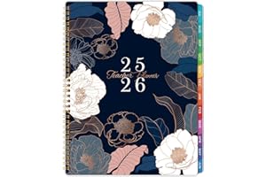 PINCHOCO Teacher Planner 2025-2026 - Teacher Lesson Planner 2025-2026, July 2025 - June 2026, 11" x 8.3", Weekly & Monthly Lesson Plan Book for Teachers - Engraved Floral