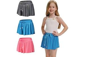 YKNKTSTC 3 Pack Girls Flowy Shorts with Spandex Liner 2 in 1 Youth Junior Butterfly Skirts for Fitness Running Sports