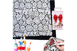 DIY Coloring Blanket Kit for Adults - 50x60 Inch Color Your Own Blanket with 24 Washable Markers, Creative Art Activity & Per