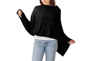 guruixu Knit Breathable Nursing Cover Up for Breastfeeding, Privacy & Versatile Breastfeeding Cover, Soft Lightweight Nursing Poncho, Multi-use Carseat Cover, Black