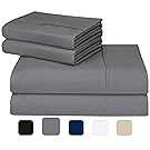 Utopia Bedding Soft Brushed Microfiber Wrinkle Fade and Stain Resistant 4-Piece Queen Bed Sheet Set – Grey
