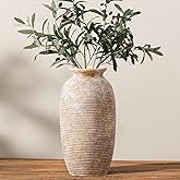 Ceramic Flower Vase, 12.5" Large Rustic Farmhouse Vases Home Decor Tall Pottery Decorative Pampas Vase for Table Living Room Entryway Mantel Bookshelf Bedroom Bathroom Kitchen-Yellow