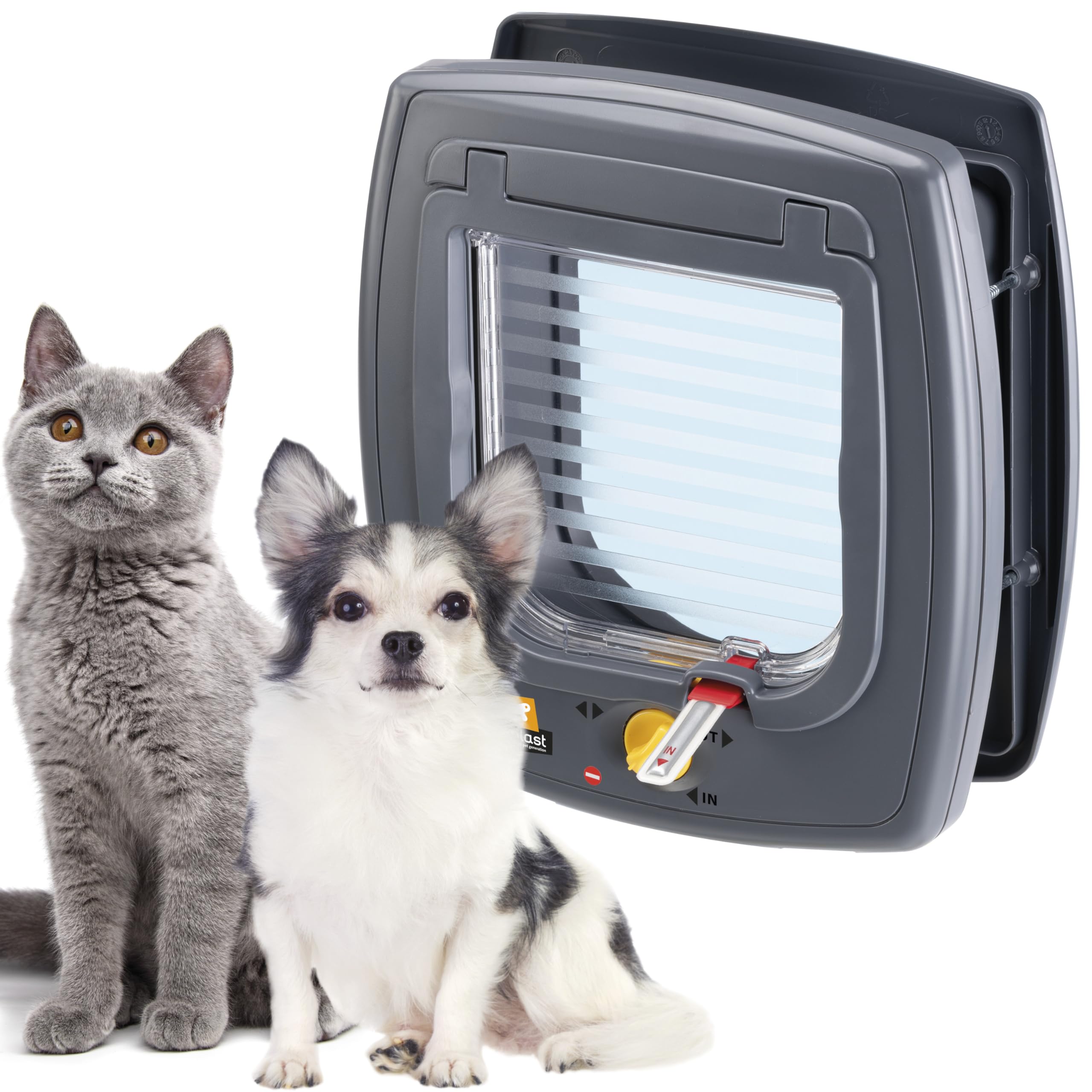 Ferplast SWING 5 Universal Cat Flap for Dogs and Cats - 4 Selectable Closing Modes - Wind-Stopper System - Closing Shock Absorber - Magnetic Anti-Oscillation - Direction Indicator - Grey