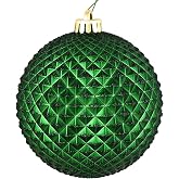 Vickerman 4" Emerald Durian Glitter Ball Ornament. Includes 6 Ornaments per Pack.