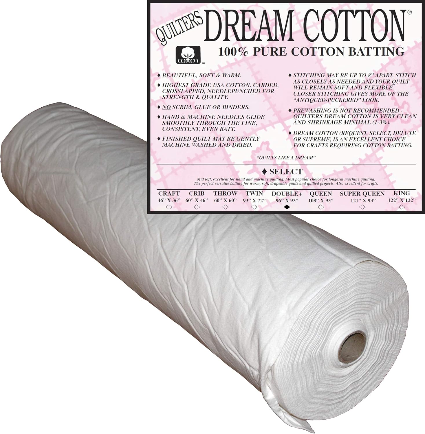 Quilters Dream Natural Select 100 Pure Cotton Batting