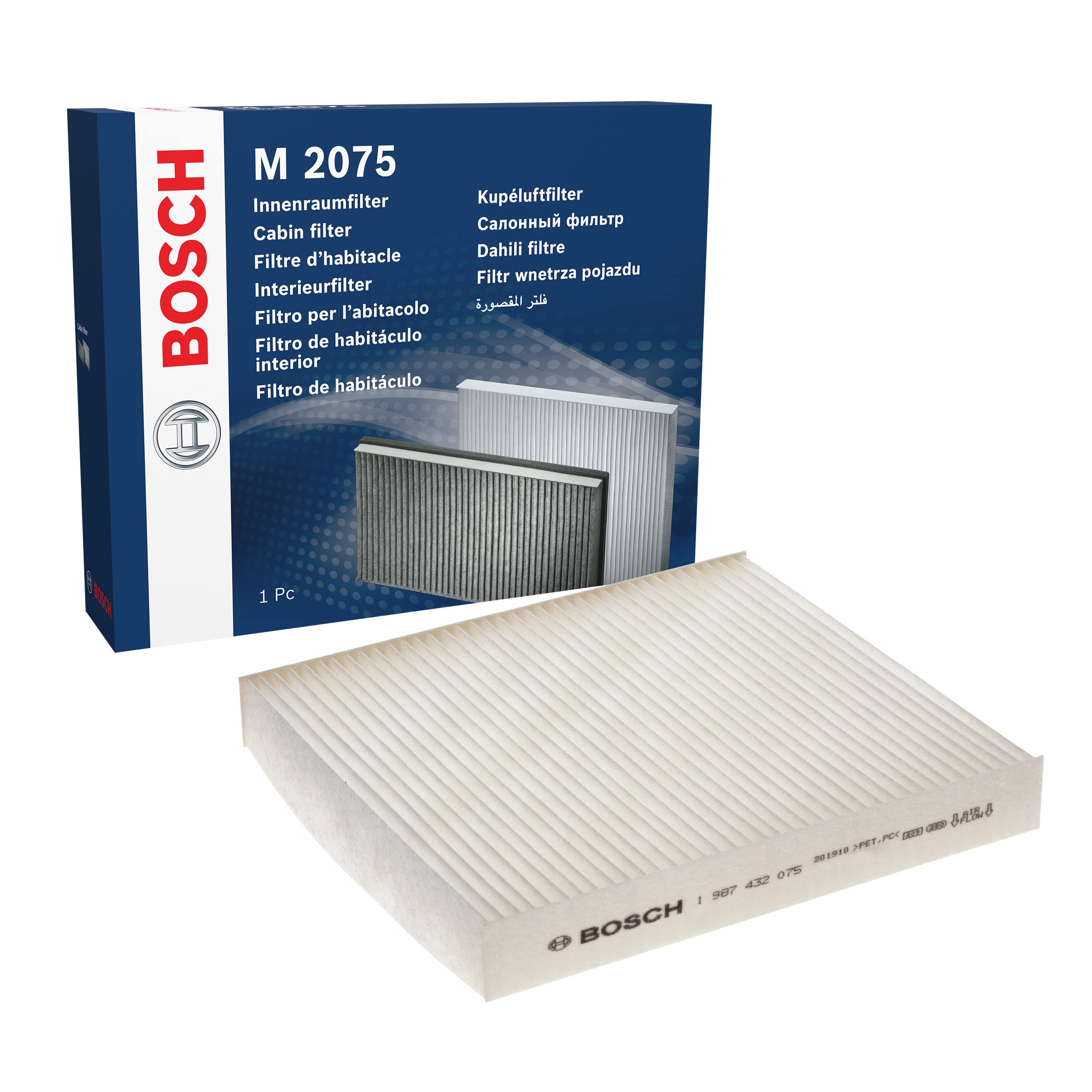 Bosch M2075 Standard Cabin Filter, Replacement Filter - Filters Pollen and Dust for Cleaner Air Inside the Vehicle