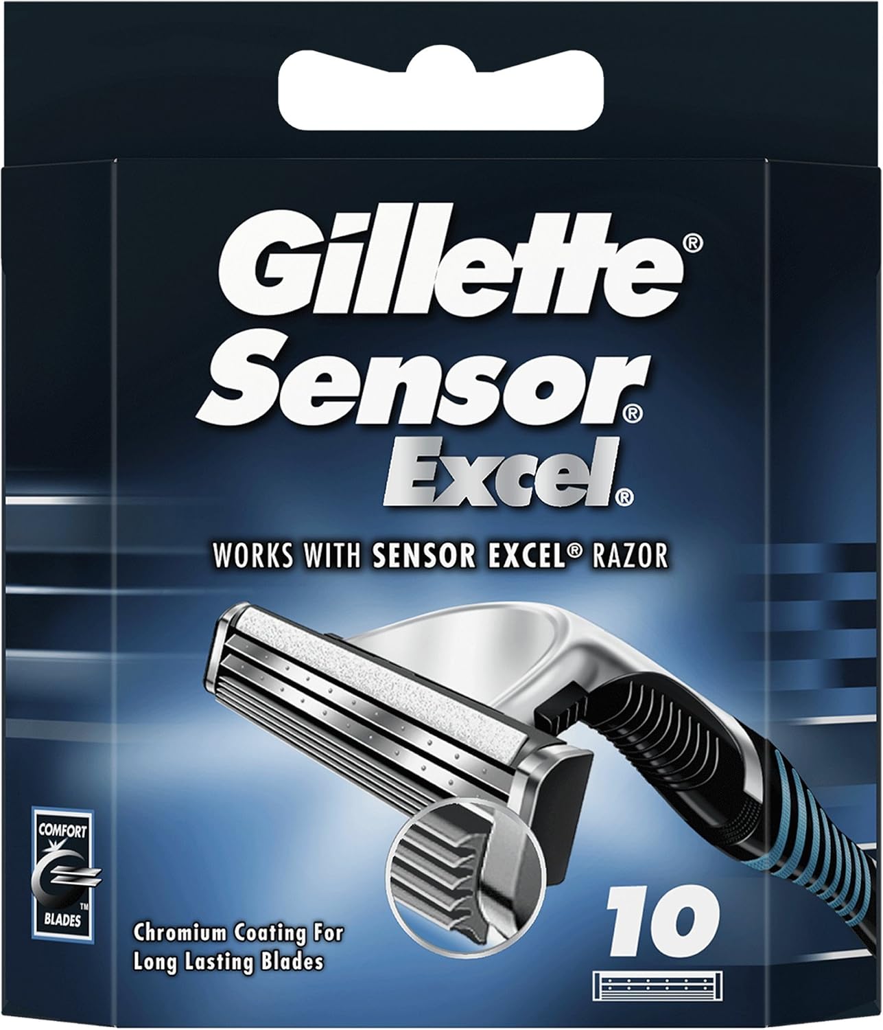 Gillette SensorExcel Razor Blades Men, Pack of 10 Razor Blade Refills, Packaging May Vary, 10 Count (Pack of 1), 10 count (Pack of 1)