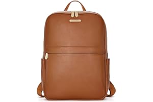 BOSTANTEN Genuine Leather 15.6 inch Laptop Backpack Purse for Women College Casual Backpack Travel Bag Daypack Brown