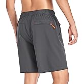 Selovzz Men's Gym Shorts Sports Quick Dry Workout Running or Casual Training Short with Zipper Pockets