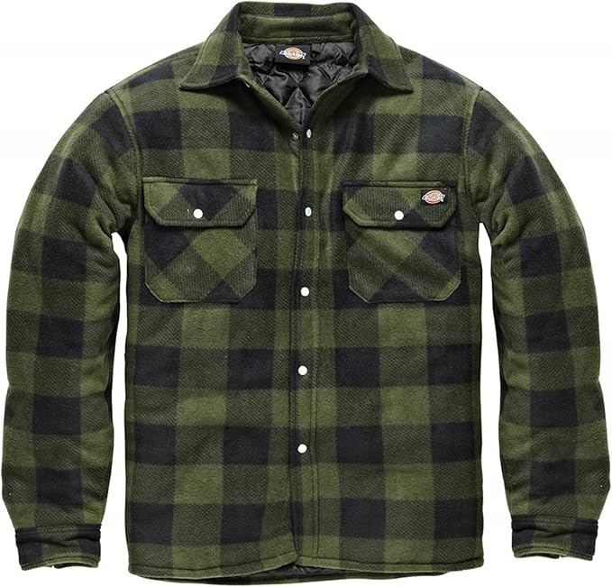 Dickies Portland Shirt Padded Work Shirt Jacket Polar Fleece Check