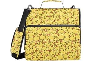 ALAZA Yellow Rubber Ducks Zipper Binder 3 Ring Cute Animal Binder Organizer with Zipper and Shoulder Strap Large Capacity Multi-Pocket Trapper Keeper File Folder for Office Supplies