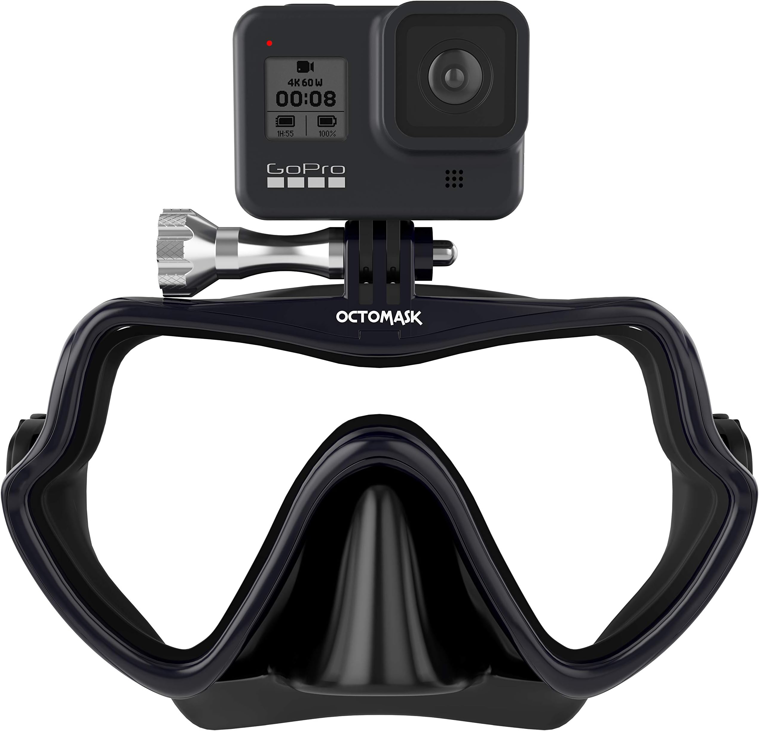OCTOMASK - Frameless Dive Mask w/Mount for All GoPro Hero Cameras for Scuba Diving, Snorkeling, Freediving