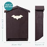 Navaris Double Chamber Pine Wood Bat Box Roosting House Outdoor 26x10.2x42cm view 4