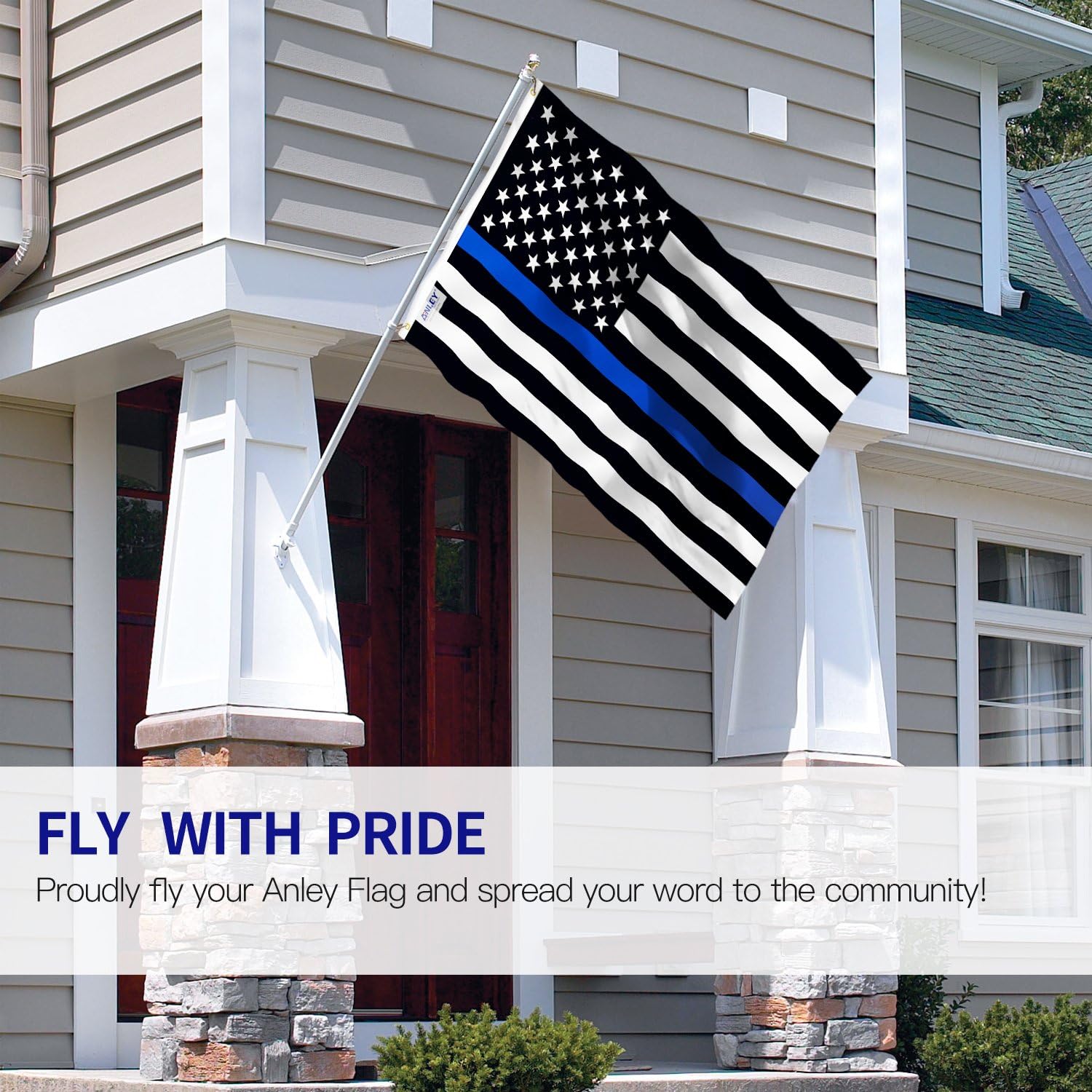 Anley Fly Breeze 3x5 Foot Thin Blue Line USA Flag - Vivid Color and Fade Proof - Canvas Header and Double Stitched - Honoring Law Enforcement Officers Flags Polyester with Brass Grommets : Garden & Outdoor