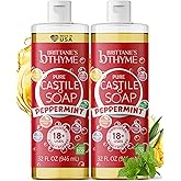 Brittanie's Pure Castile Liquid Soap Peppermint – 2 Pack (32oz Each) | Natural, Organic, Multi-Purpose Soap for Body, Face, Home & Pets | Vegan, Sulfate-Free, Made in USA