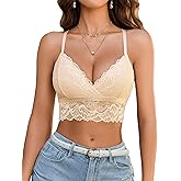 Avidlove Bralette for Women Wireless Lace Bra V Neck Racerback Cami Tank Y2k Camisoles Adjustable Crop Top