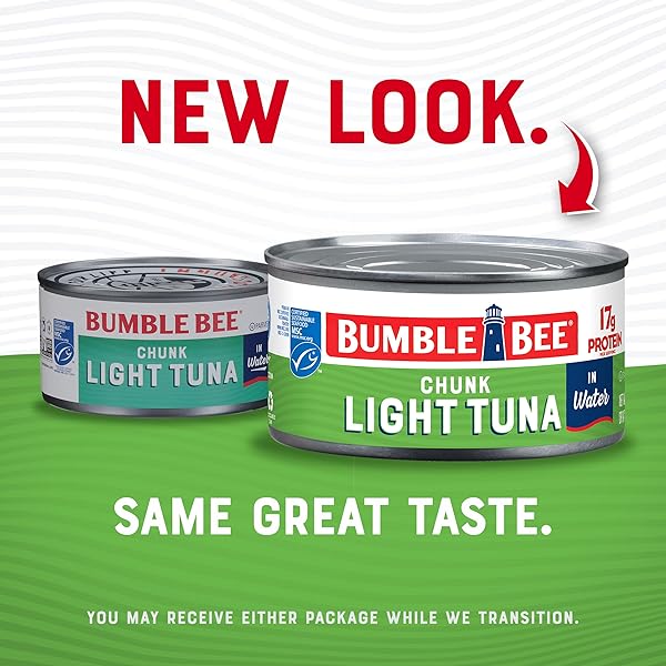 BUMBLE BEE CHUNK LIGHT TUNA IN WATER, 12 OZ CAN – WILD CAUGHT SKIPJACK TUNA – 17G PROTEIN PER SERVING – MSC CERTIFIED SUSTAINABLE SEAFOOD, NON-GMO, GLUTEN FREE, KOSHER