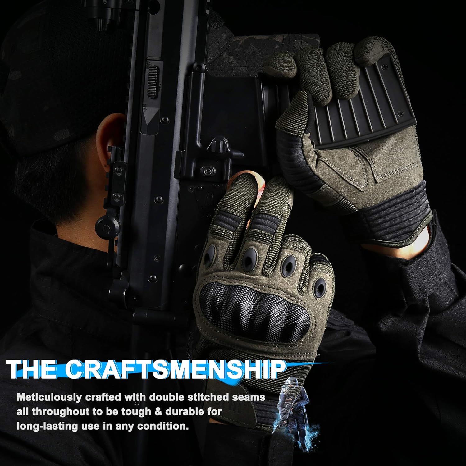WTACTFUL Touch Screen Airsoft Full Finger Gloves for Motorcycle Cycling Motorbike ATV Hunting Hiking Riding Camping Work Sports Gloves : Sports & Outdoors