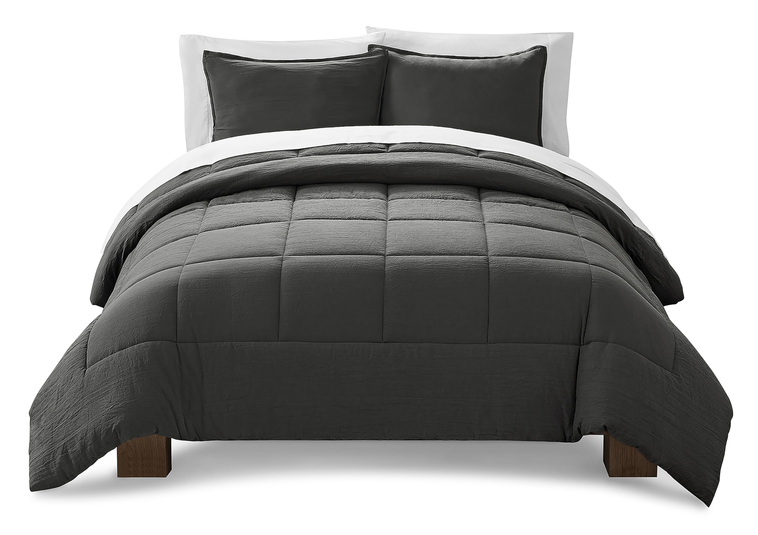 Photo 1 of ****NO PILLOW*** UGG Blissful Comforter Set with 2 Pillow Shams Reversible White Comforter Plush Fluffy Warm Bed Set Premium Hypoallergenic Down Alternative Bedding Breathable, King/California King, Blue Imperial