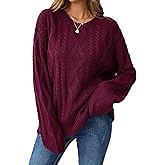 Libsorge Womens Oversized Cute Chunky Cable Knit Sweater Winter 2025 Trendy Ladies Dressy Casual Long Sleeve Pullover Top