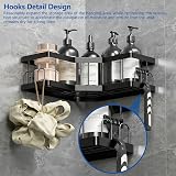 AceMining Shower Caddy 3 Pack Black Adhesive Shelf Rust Resistant Carbon Steel view 7
