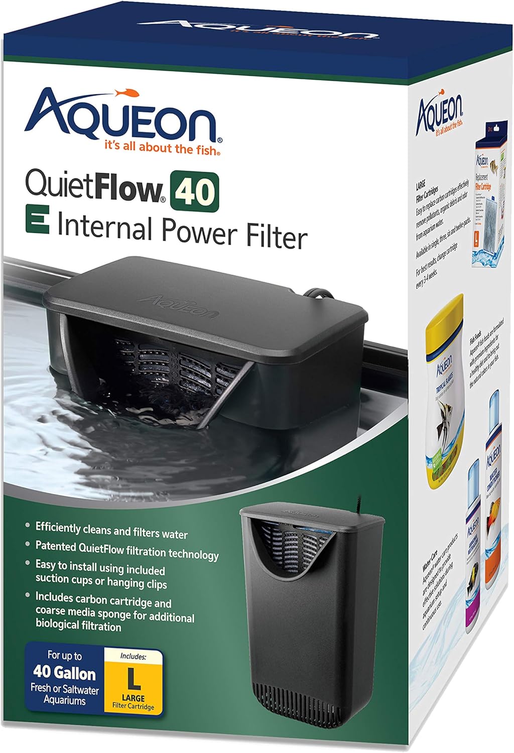 Amazon Com Aqueon Quietflow E Internal Power Filter Large 40 Gallon Pet Supplies