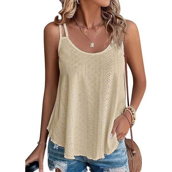 KKJ Womens Cute Tank Tops Sleeveless Spaghetti Strap Scoop Neck