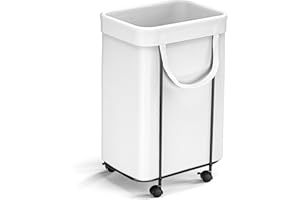 MASADI Wheels Laundry Hamper Laundry Basket Organizer 90L Small Dirty Clothes Basket with Removable Liner Bag for Bathroom Bedroom Storage (White)