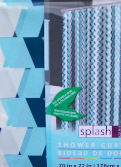 Amazon Com Splash Home Sideswipe Peva Shower Curtain In Shades Of
