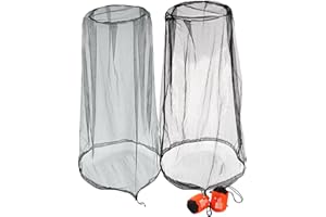 wohohoho Mosquito Head Net Mesh with Drawstring, Bug Face Netting for Hats, Mesh Face Shield for Men & Women Beekeeper Net Mask Protection for Midges, Bugs & Gnats (2 Packs, Mix Colors, Updated Size)
