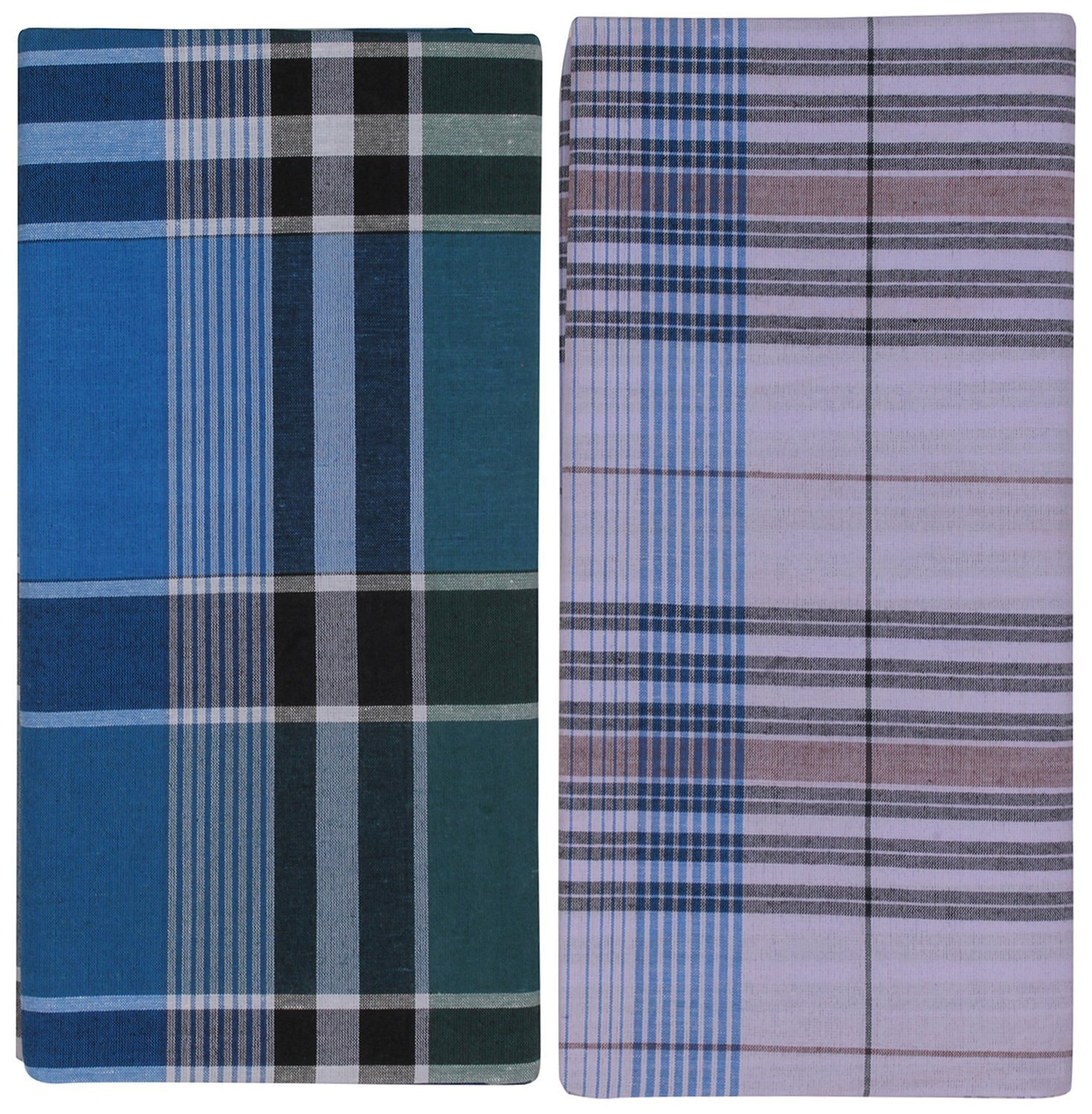 JISB Cotton Checks Lungi,2 Mtr Length, 2 Piece Pack