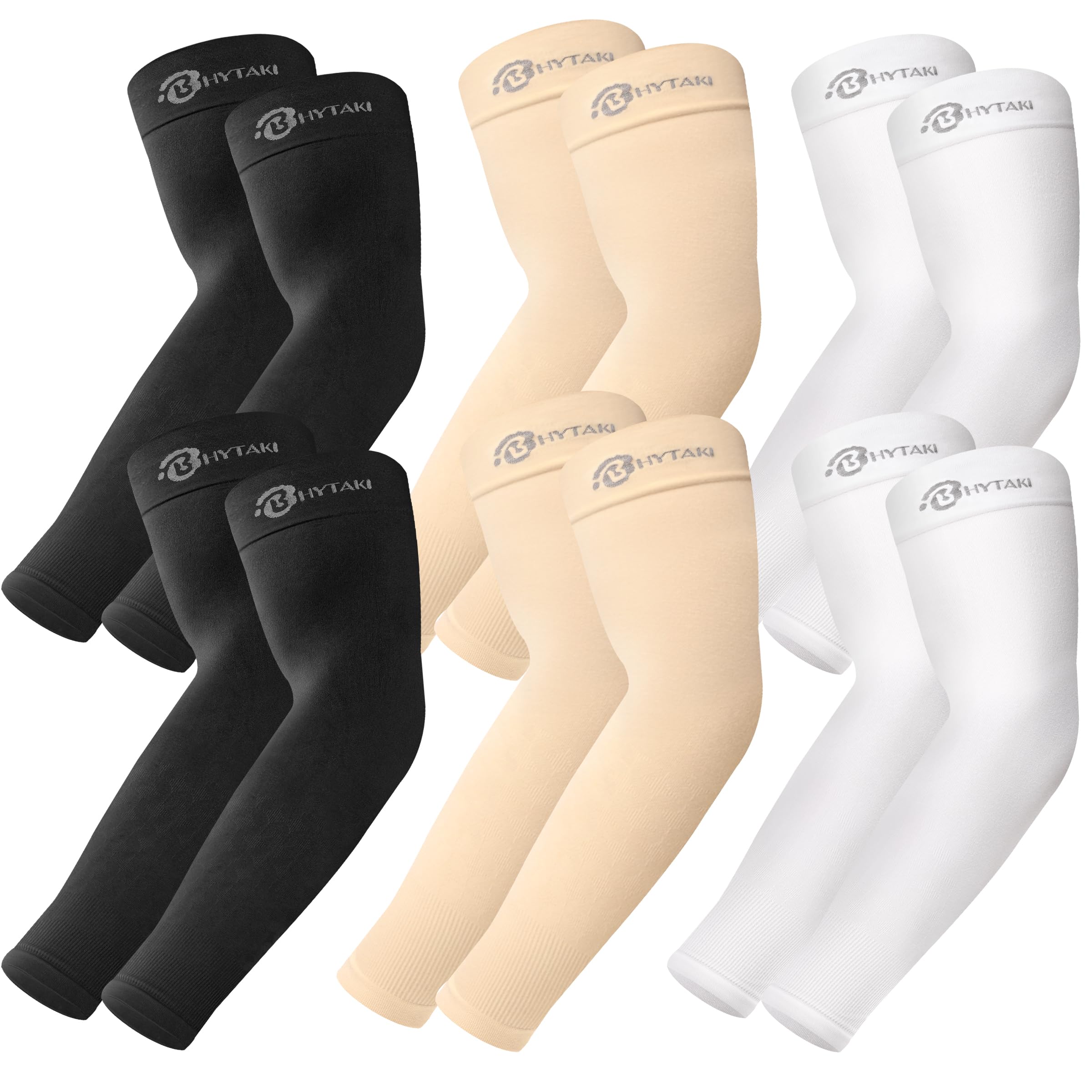 BHYTAKI 6 Pairs UV Sun Protection Arm Sleeves, UPF