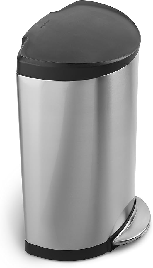 simplehuman SemiRound Step Trash Can, Stainless Steel