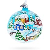 Children Playing in The Winter Village Glass Ball Christmas Ornament 4 Inches