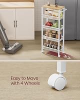 VASAGLE 5-Tier Trolley Space-Saving Kitchen Cart Oak Beige White LRC035W09 view 8